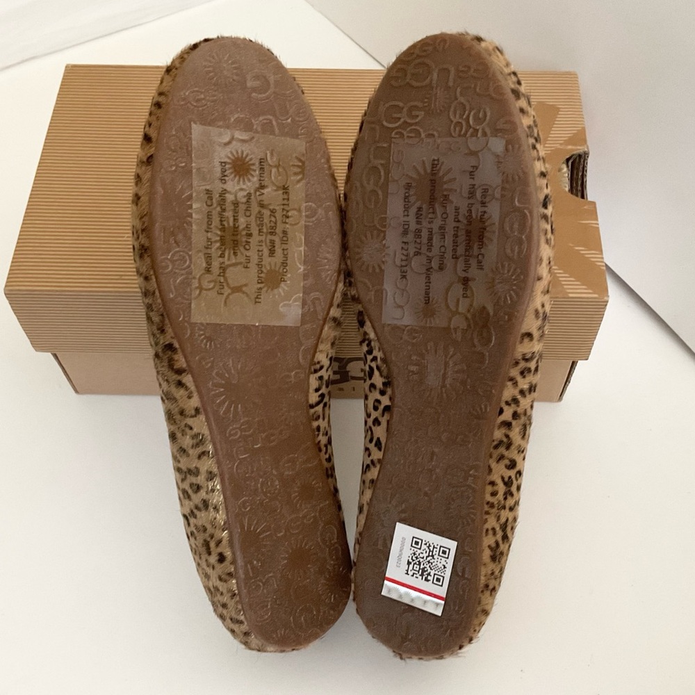 UGG ALLOWAY METALLIC LEOPARD CALF HAIR Ballet Flats Shoes NEW - Picture 13 of 15